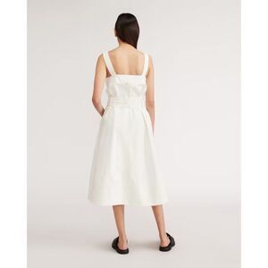Everlane 100% Organic Cotton Herringbone Dress In White Size XS